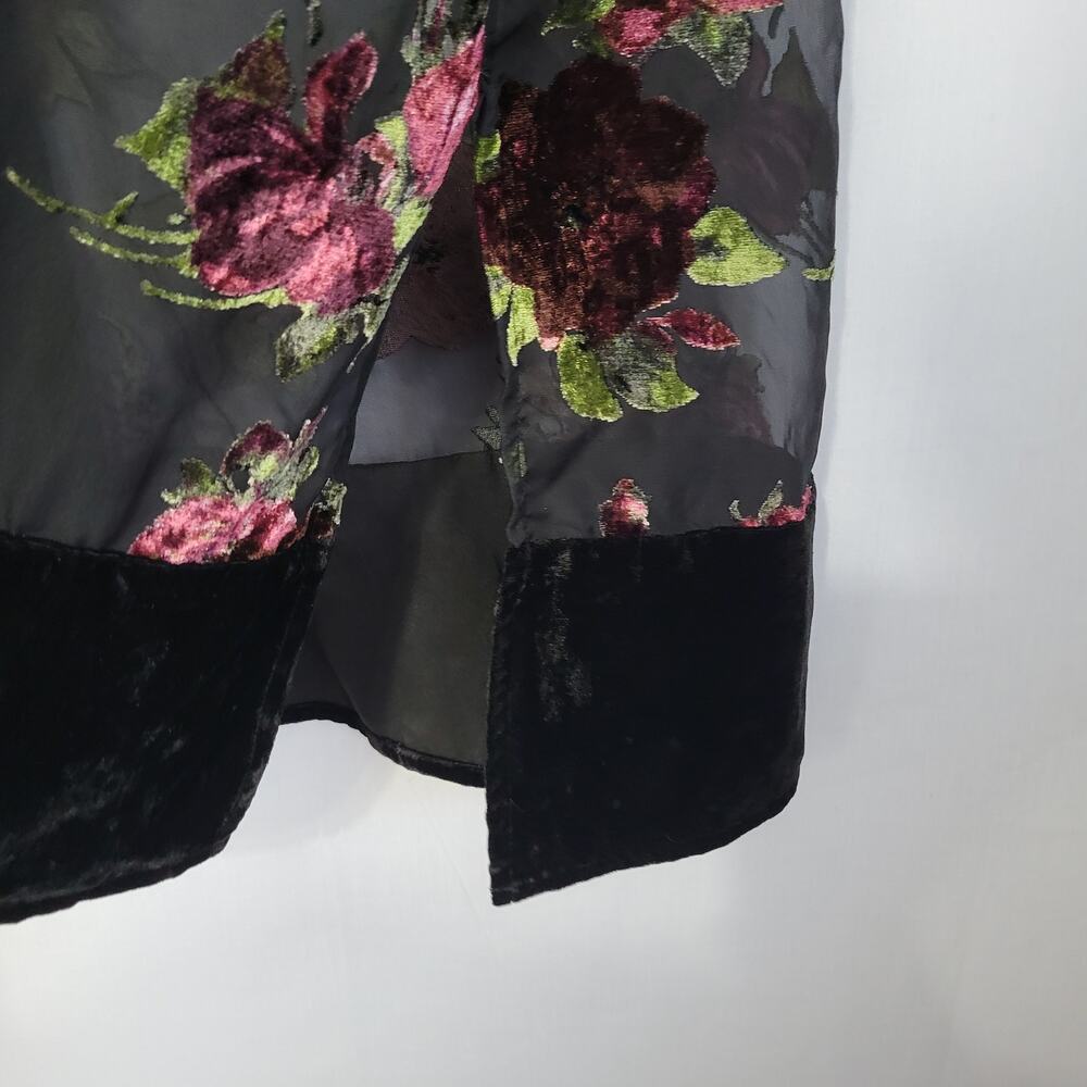 Coldwater Creek Floral Velvet Burnout Open Front Kimono Top size M Dark Romantic - Picture 6 of 7